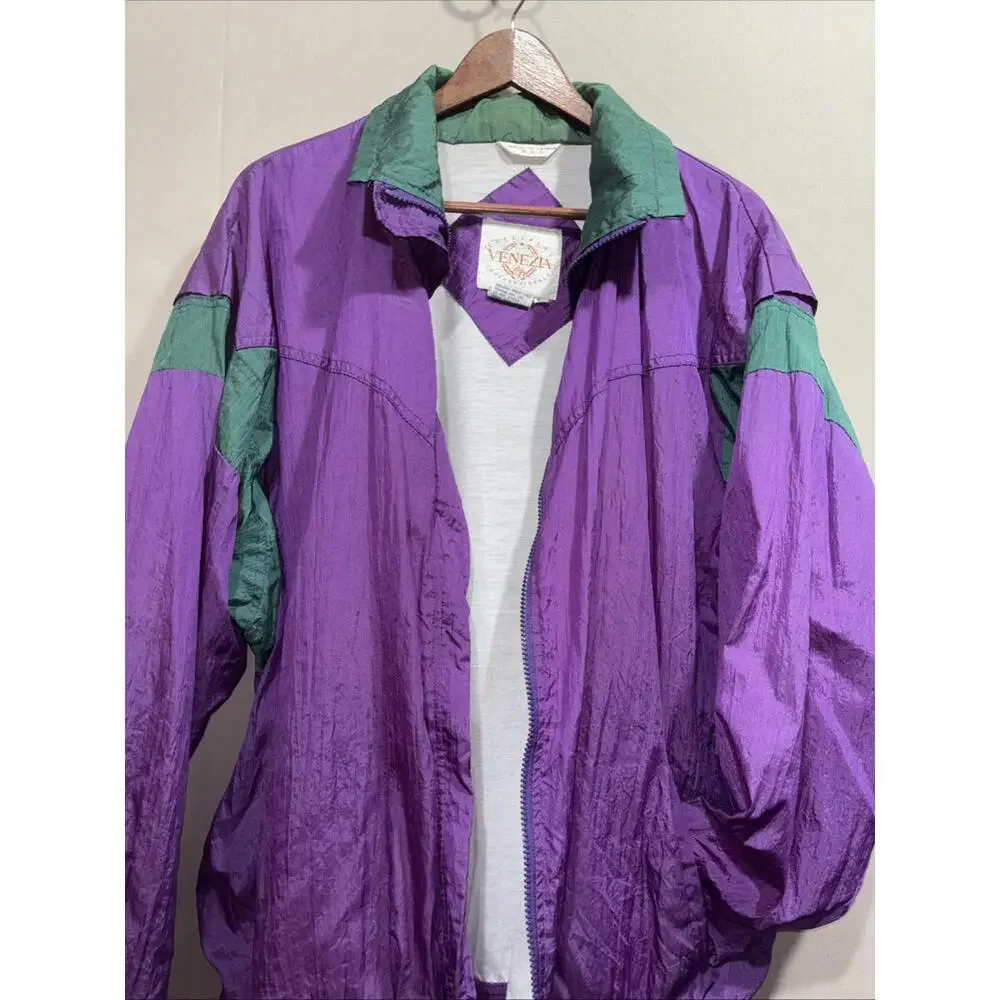 Venezia Full Zip Purple Windbreaker Women’s 18/20 Vintage 90s - Picture 8 of 9